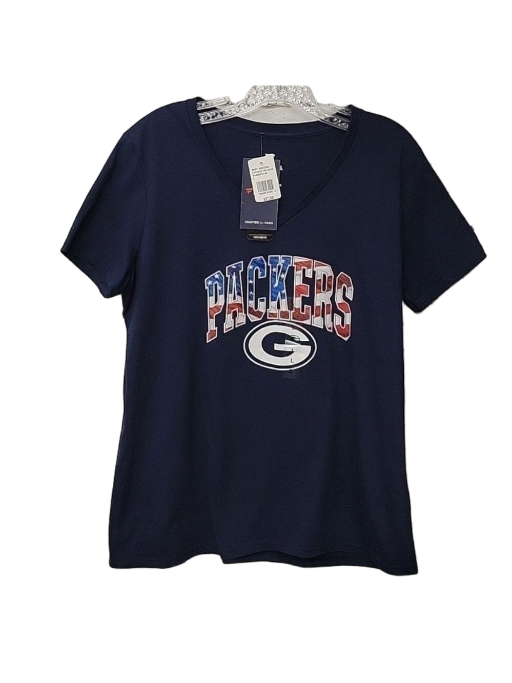 NFL Team Apparel Women's Patriotic Green Bay Packers T-shirt, Sz Large